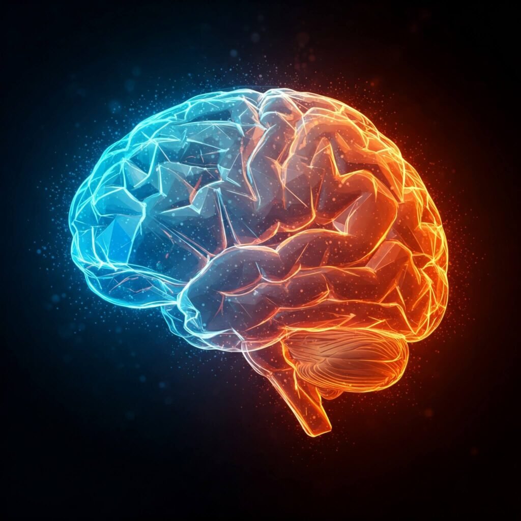 Glowing brain with neural connections