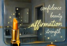 Daily Positive Affirmations to Boost Confidence and Motivation Dripping lipstick affirmation on foggy mirror, toast sticky note.