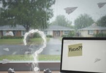 Learning Strategies for Success: How to Stay Focused and Efficient Desk with laptop, question mark steam, and paper planes.