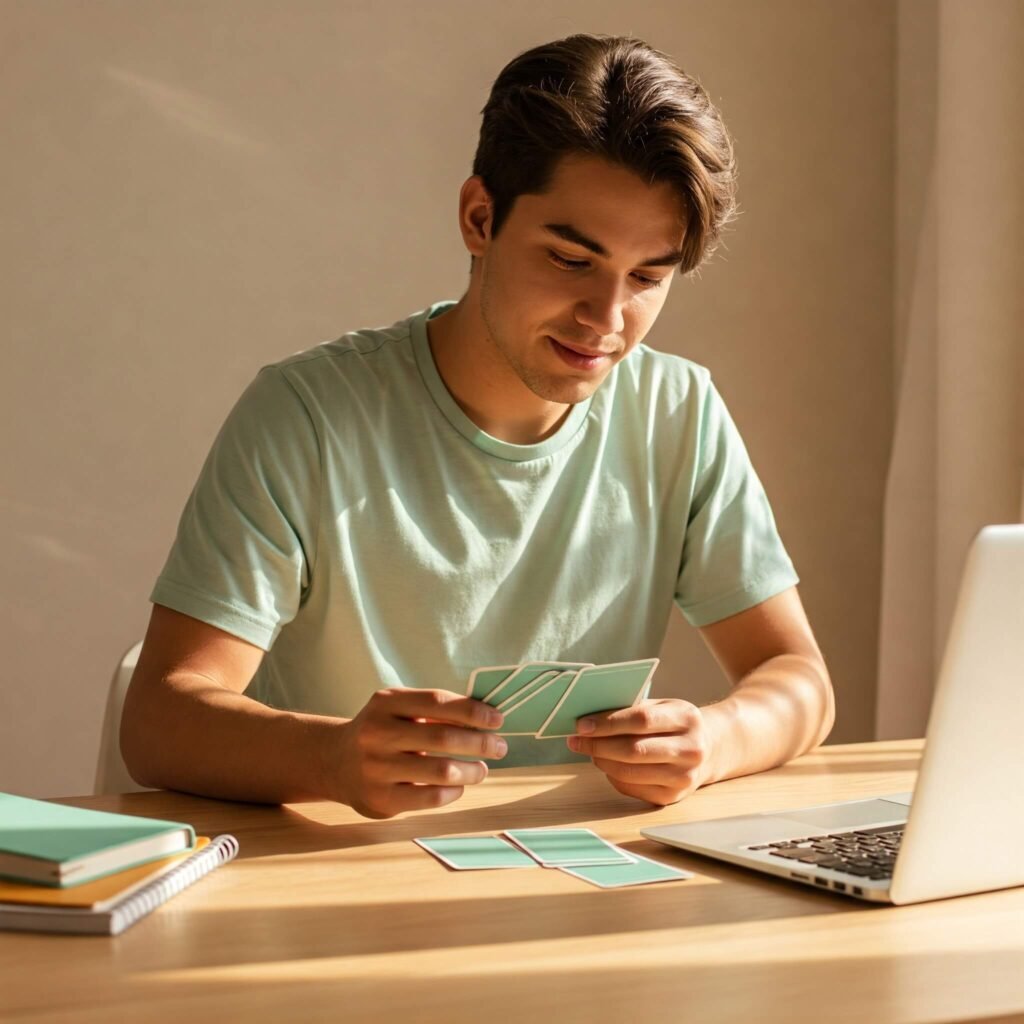 Active learning with flashcards