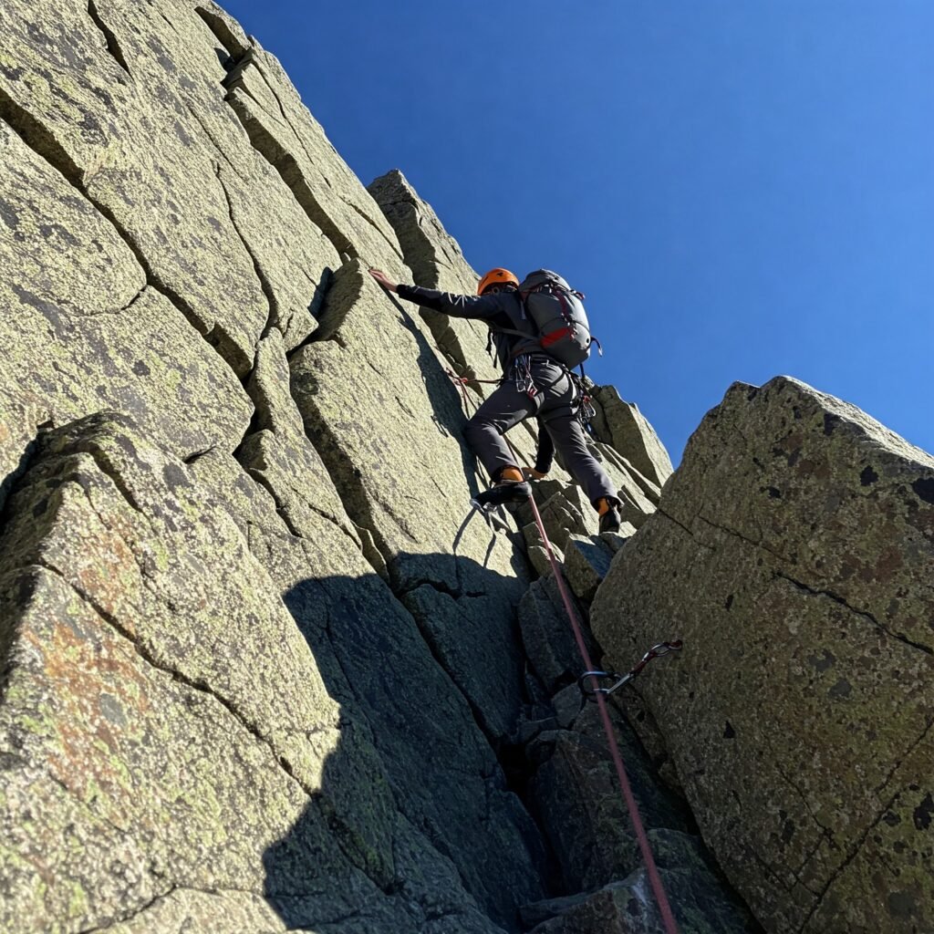 Determined rock climber