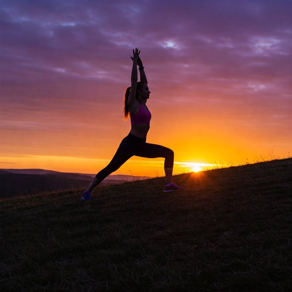 Sunrise workout hill vitality