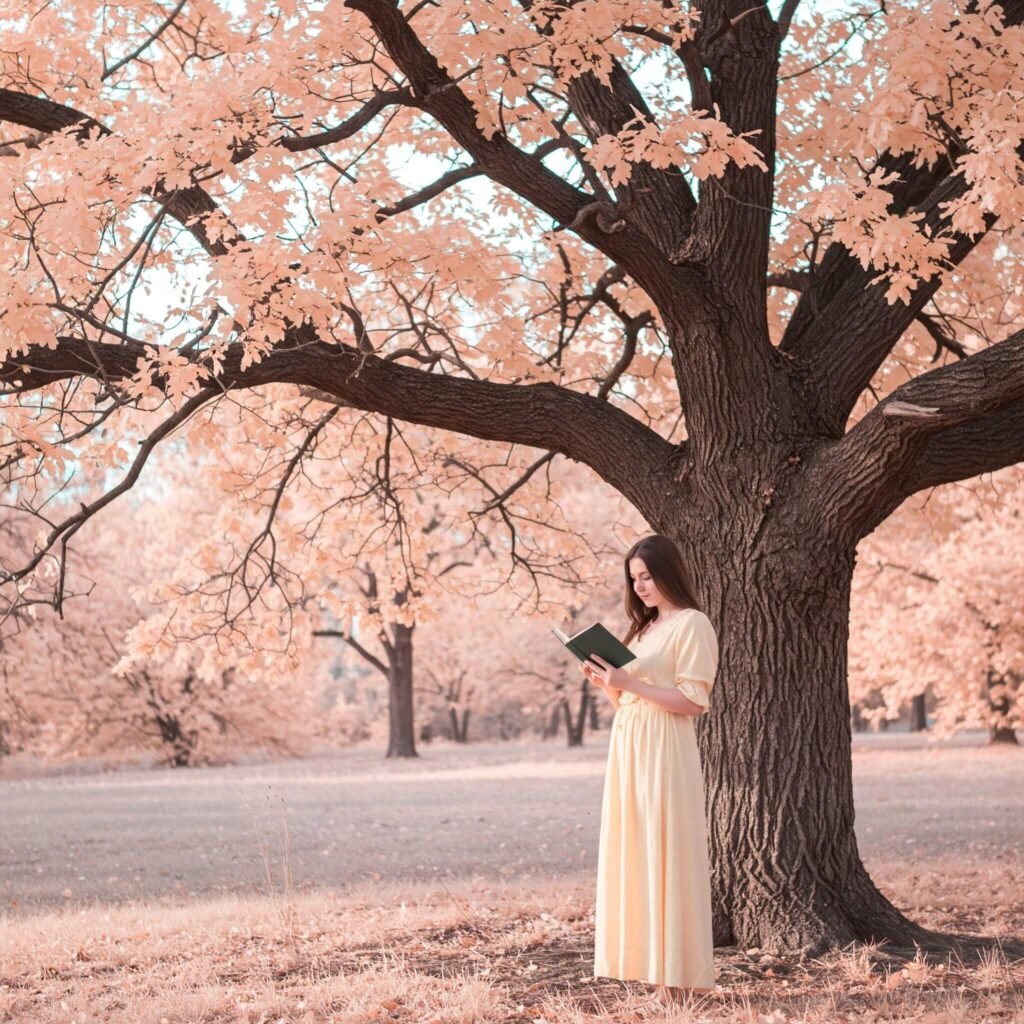 Person reading under tree