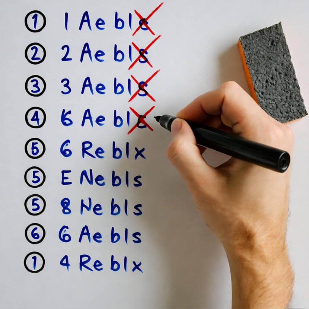 Wrong answers scribbled on whiteboard.