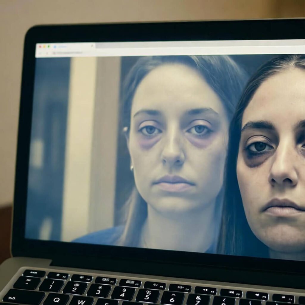 Frozen Zoom sister, exhausted reflection.