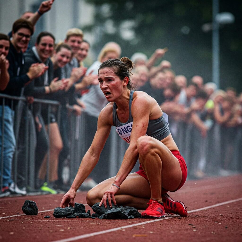 Runner rising after fall