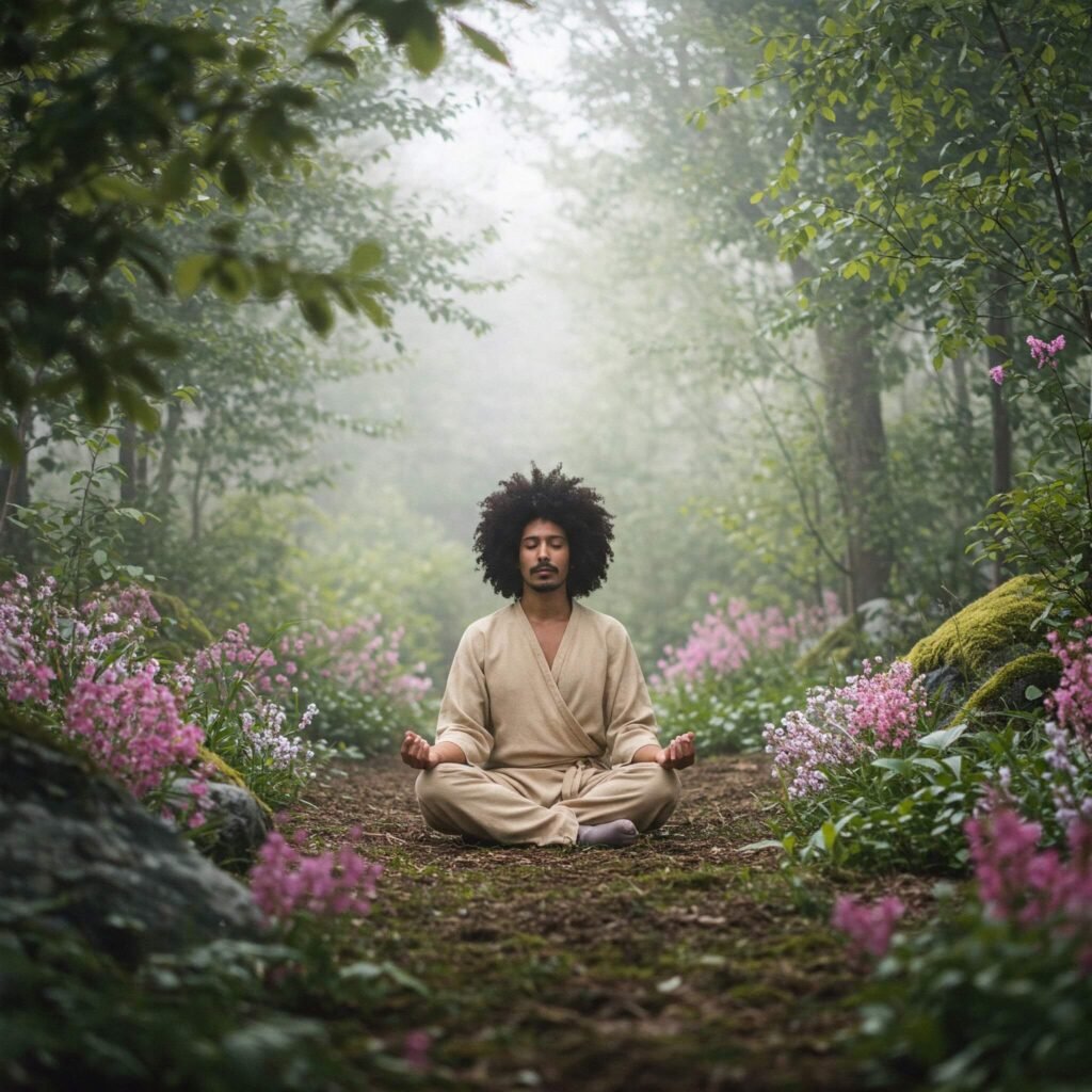 Person Meditating: Simple and direct.