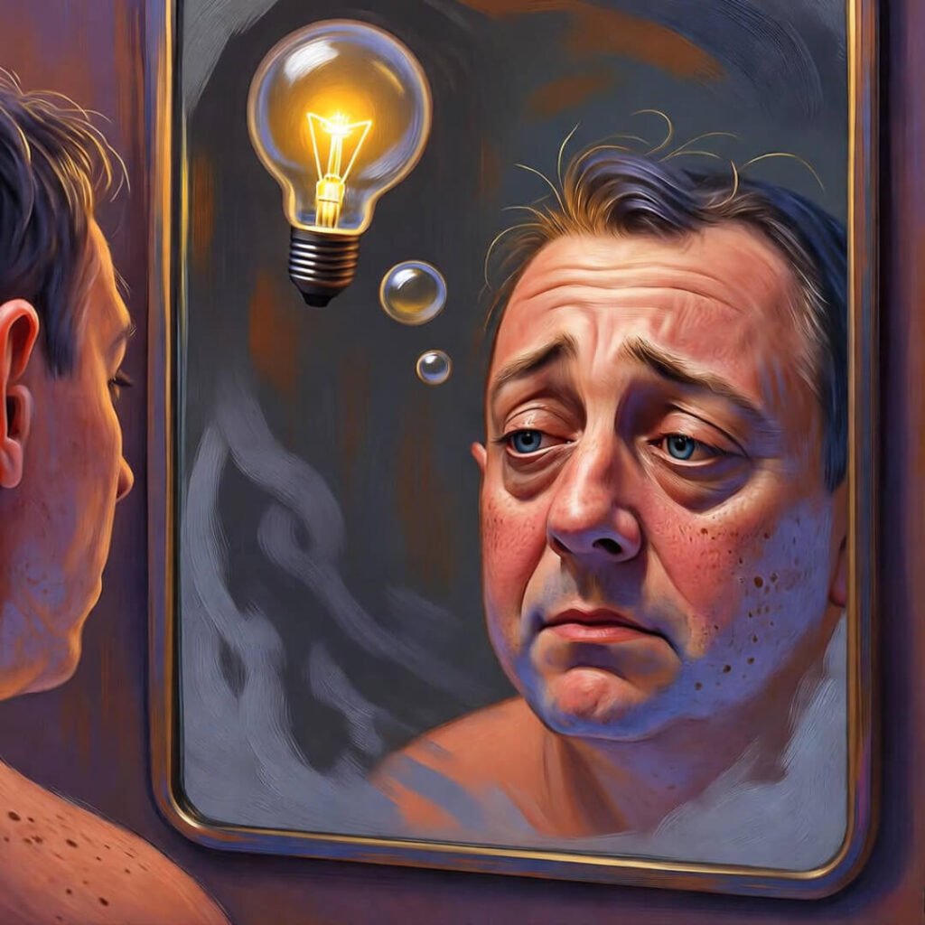 Illustration of person reflecting on failures to overcome obstacles.