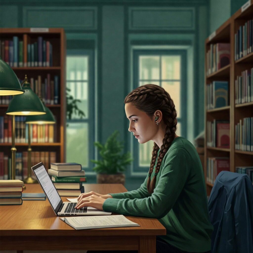 Library laptop study