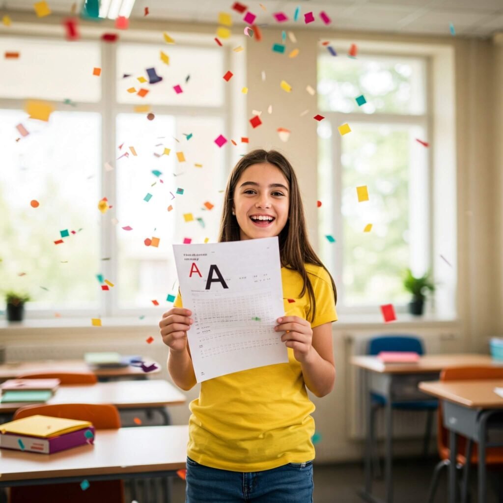 Student with A+ test: exam success!