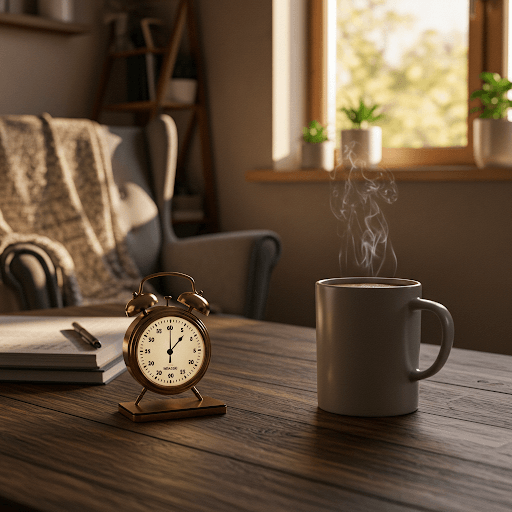 Cozy workspace with Pomodoro timer