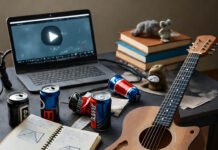 How to Stay Consistent in Skill Development for Long-Term Success Half-built guitar, cluttered table, paused coding tutorial.