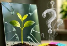 How to Create Your Own Positive Affirmations for Personal Growth Cracked mirror, glowing seedling, sticky-note donut.