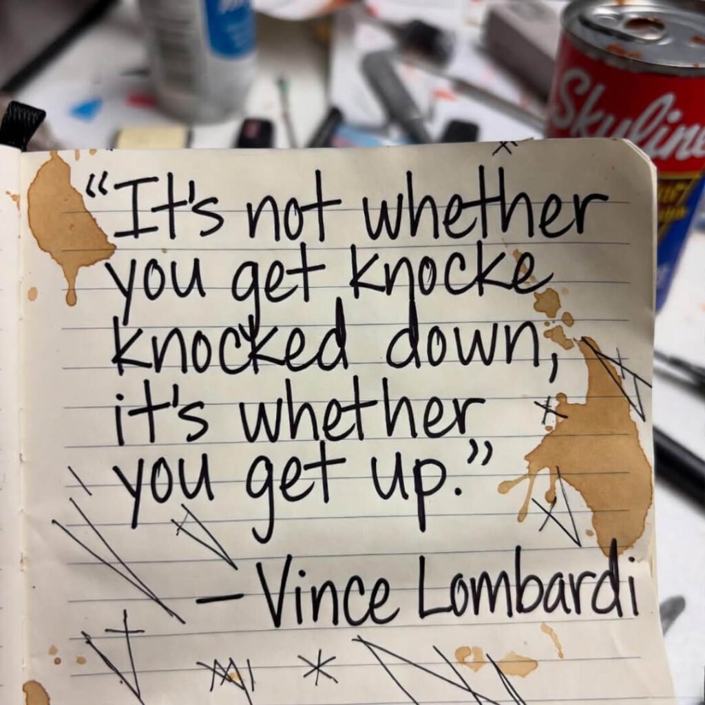 Vince Lombardi. Shot from above on my messy kitchen table with a half-eaten Skyline chili can in the corner for that authentic Ohio depression aesthetic.