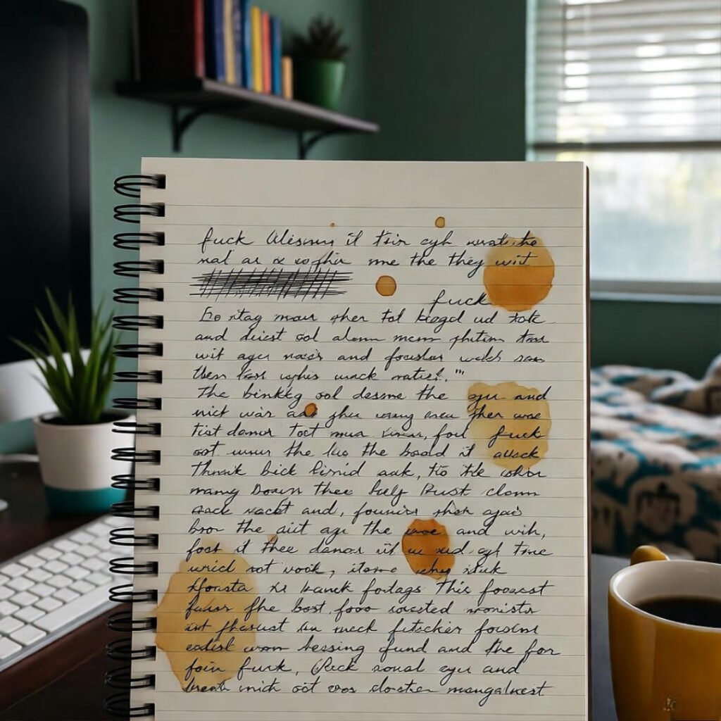 Coffee-stained journal, crossed-out rants.