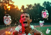 Life-Changing Athlete Success Stories to Boost Your Motivation Every Day Soaked runner shattering doubts in the rain.