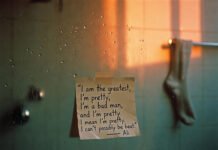 The Best Motivational Sports Quotes to Elevate Your Daily Routine Foggy mirror with Ali quote and coffee