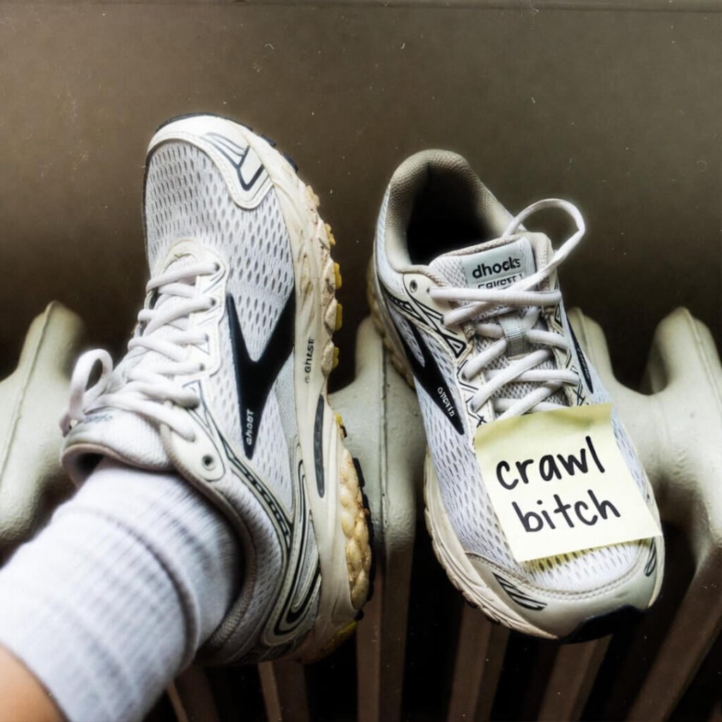 Muddy Brooks with “crawl bitch” sticky note