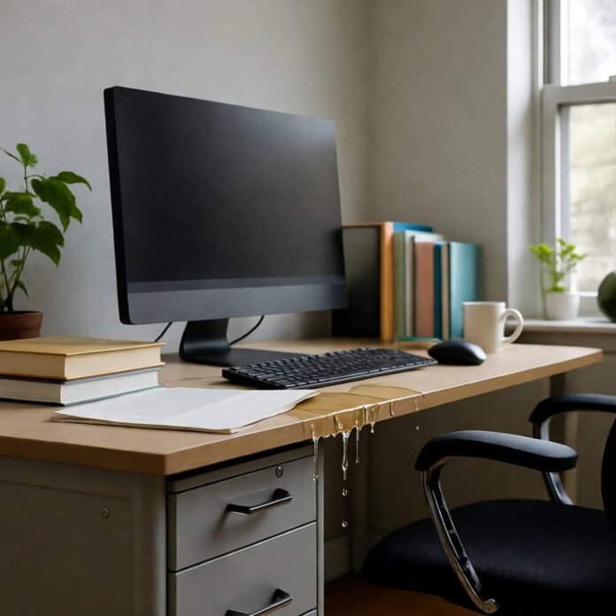 Coffee spilling on flashcards mid-study.