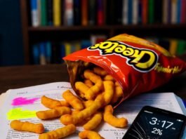 The Ultimate Guide to Study Techniques for Exam Success Cheetos spill on calculus book, phone at 2%