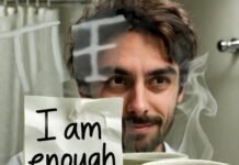 How to Use Positive Affirmations for Success and Self-Belief am enough" on foggy mirror.