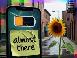 Lessons Learned from the Journey to Success: Real-Life Personal Stories Cracked phone with "almost there" note, wilted sunflower.