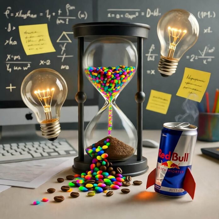 Melting hourglass spills neon beans, ideas float. Melting hourglass spills neon beans, ideas float.