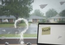 Learning Strategies for Success: How to Stay Focused and Efficient Desk with laptop, question mark steam, and paper planes.