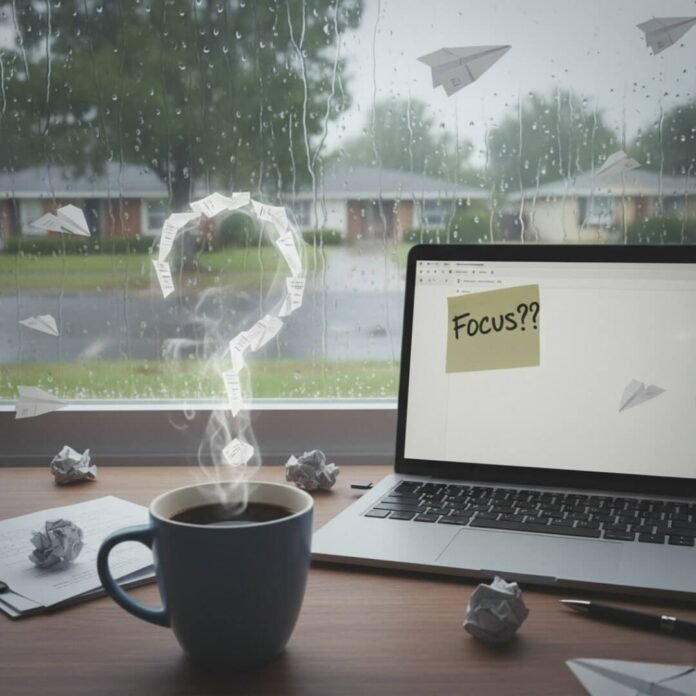 Desk with laptop, question mark steam, and paper planes. Desk with laptop, question mark steam, and paper planes.