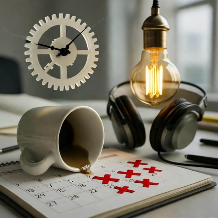 Spilled coffee, melting clocks, focus chaos. Spilled coffee, melting clocks, focus chaos.