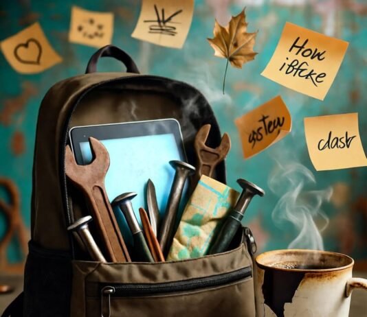 Skill Development for Entrepreneurs: Key Skills You Need to Succeed Backpack chaos with tools and ideas.