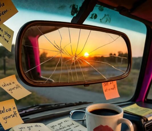 The Secret to Positive Thinking: How Positive Affirmations Can Improve Your Life Cracked mirror sunrise affirmations.