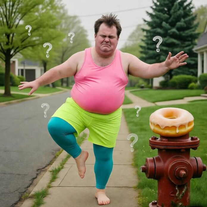 Clumsy yoga pose, donut on hydrant. Clumsy yoga pose, donut on hydrant.