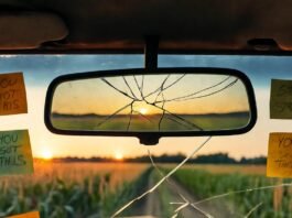 How to Overcome Self-Doubt and Achieve Continuous Self-Improvement Cracked mirror, donut, sticky notes—self-doubt dawn.