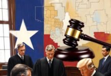 Federal court blocks Texas from using new congressional gerrymander in 2026 midterms State Rep. Matt Morgan, R-Richmond, surveys a map of proposed new congressional districts in Texas, as Democratic lawmakers, who left the state to deny Republicans the opportunity to redraw the state's 38 congressional districts, began returning to the Texas Capitol in Austin on Aug. 20, 2025. REUTERS/Sergio Flores