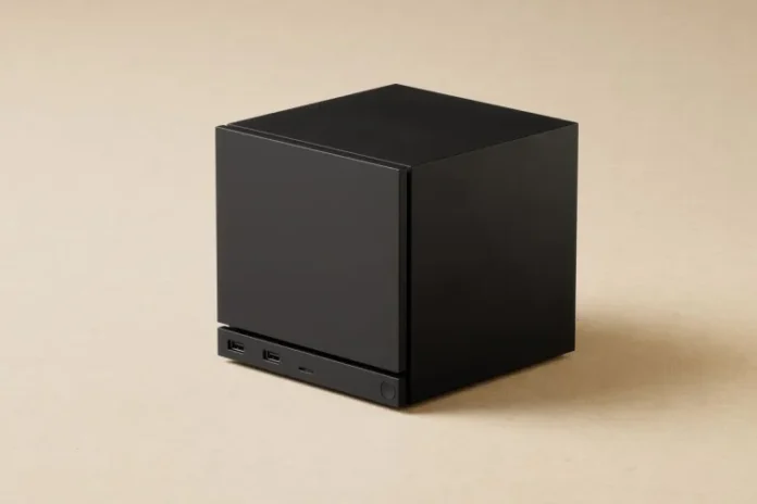 Just look how small the Steam Machine is! Photo by Everything Time Studio / The Verge