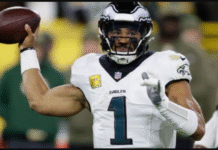 Week 12 Fantasy Football Matchup Rankings: Upgrade Tetairoa McMillan, Downgrade Dak Prescott Jalen Hurts and the Eagles' offense rank 25th in total yards (300.1 per game), 28th in passing (184.9) and 29th in third-down conversion rate (33.87%) this season. AP Photo/Matt Ludtke